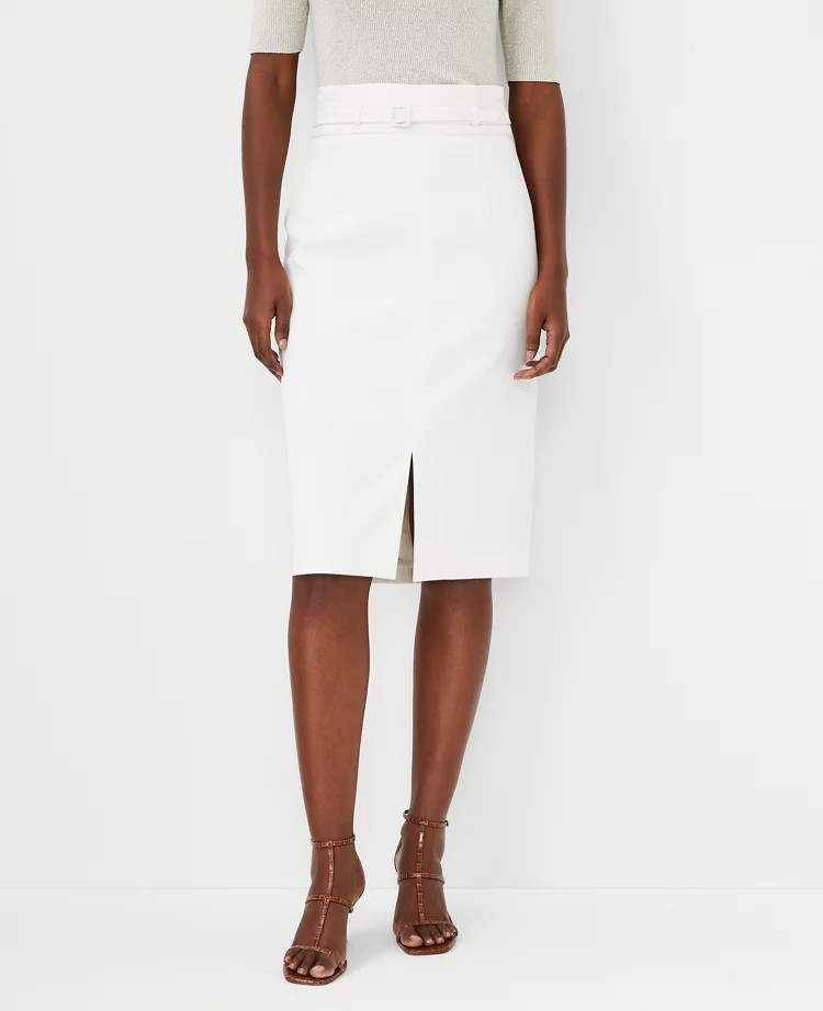 Paperbag Belted Front Slit Pencil Skirt | Ann Taylor (US)