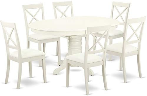 East West Furniture AVBO7-LWH-LC 7-Piece Kitchen Table Set - Faux Leather Dining Room Chairs - Ha... | Amazon (US)