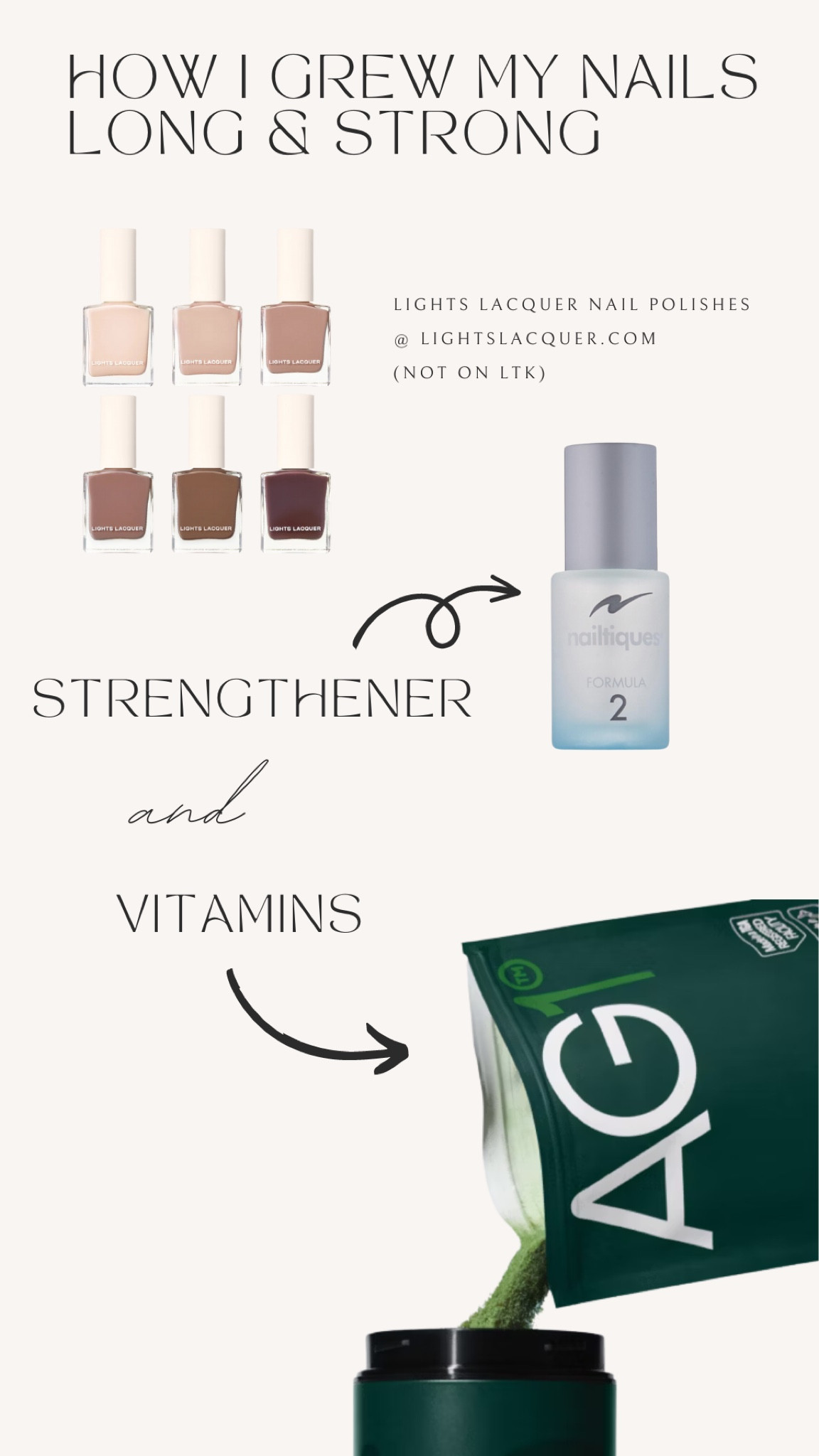 I grew my nails long and strong in 3-4 months after removing dip manicure! Color polishes aren’t linked on LTK, brand is Lights Lacquer! Grow your nails, at home manicure, nail polishes, diy, nail growth, nail products, nails, polish, pedi, pedicure.

#LTKbeauty #LTKfindsunder50 #LTKhome