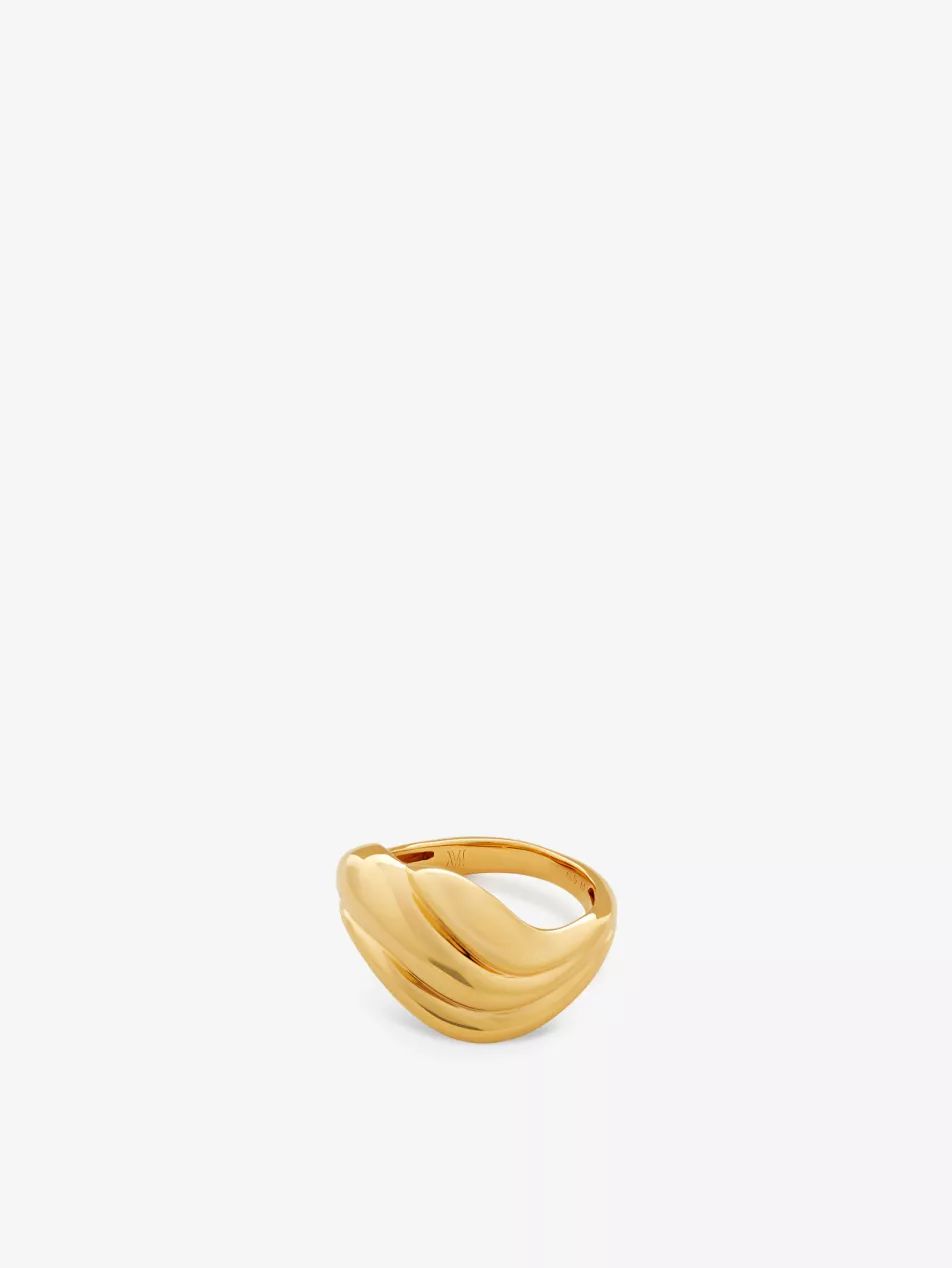 Swirl 18ct yellow gold-plated vermeil sterling-silver ring | Selfridges