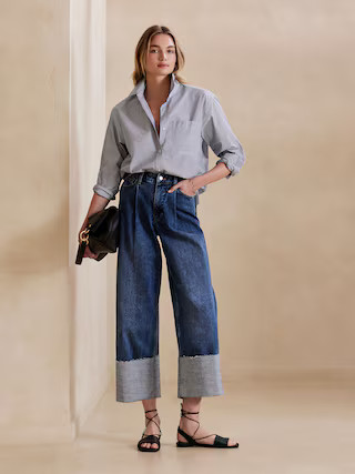 High-Rise Wide-Leg Cropped Jean | Banana Republic Factory