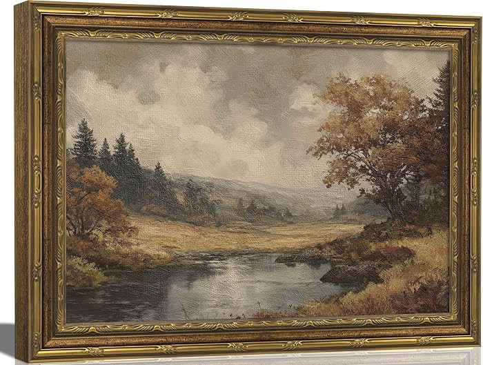 yunjulp Vintage Gold Framed Landscape Wall Art, Retro Cottagecore Farmhouse River Wall Decor Pain... | Amazon (CA)