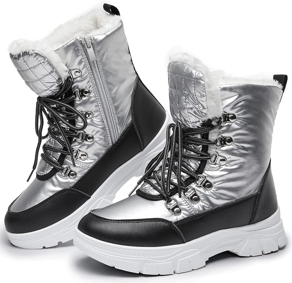 Rominz Womens Winter Snow Boots with Zipper Warm Fur Lined Mid Calf Ankle Booties for Women Comfo... | Amazon (US)
