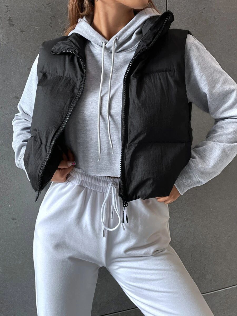 Zip Front Crop Vest Puffer Coat
   
      SKU: sw2108261513759502
          
          (1000+ Rev... | SHEIN