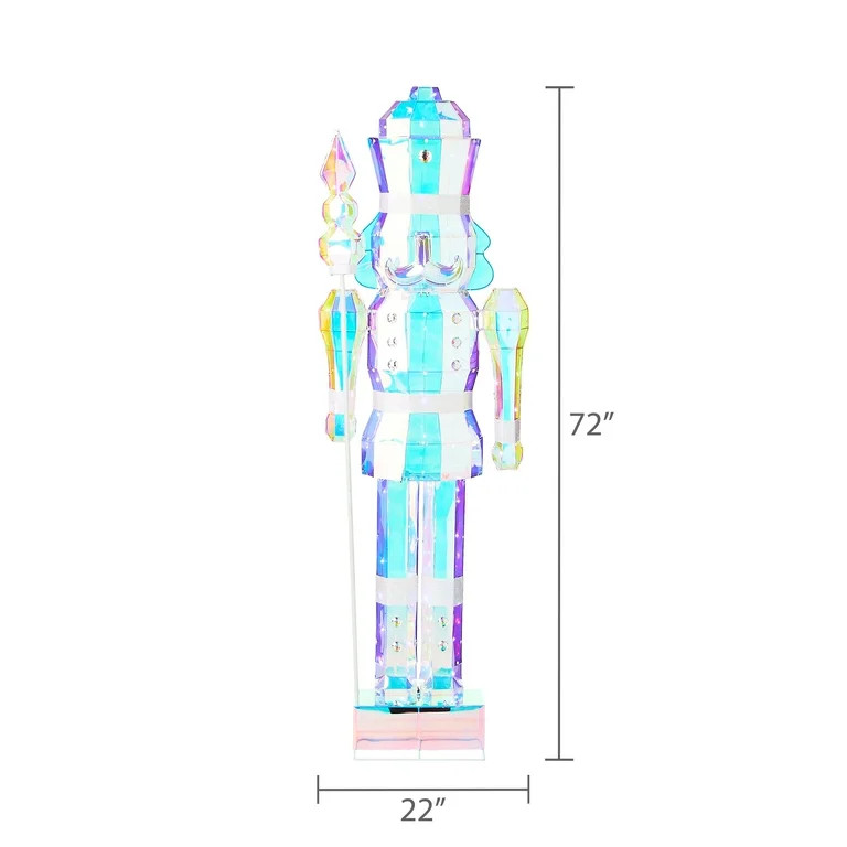 Light-Up Prismatic Nutcracker Indoor/Outdoor Christmas Decoration, Iridescent, 6', by Holiday Tim... | Walmart (US)