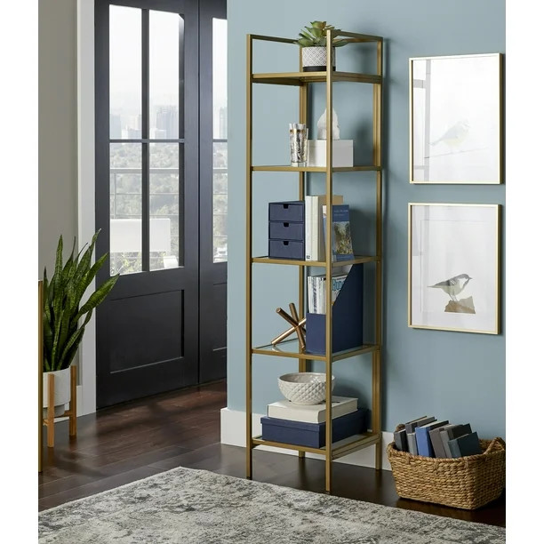 Better Homes & Gardens Nola Narrow Bookcase, Gold Finish | Walmart (US)