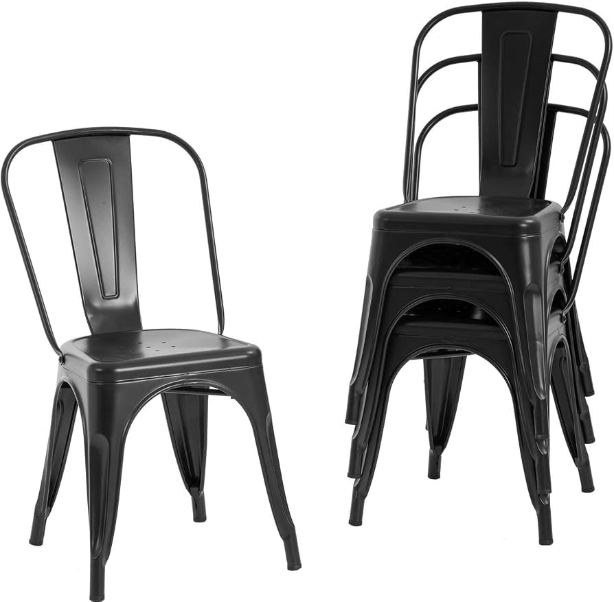 FDW Metal Dining Chairs Set Of 4 Indoor Outdoor Chairs Patio Chairs Kitchen Metal Chairs 18 Inch ... | Amazon (US)