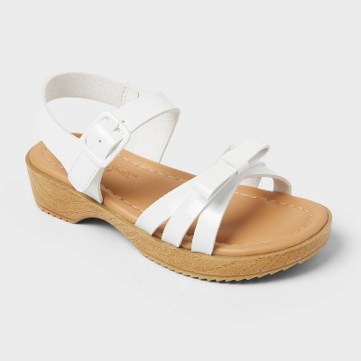 Toddler Janet Wood Bottom Sandals - Cat & Jack™ White 9T | Target