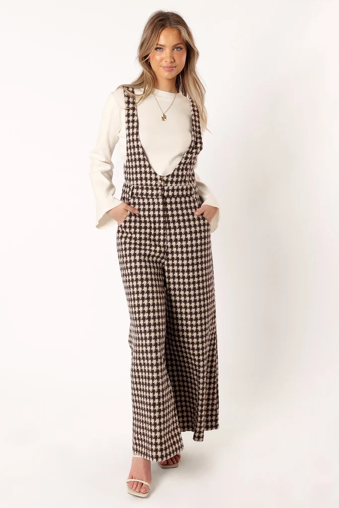 Jackson Jumpsuit - Tan Houndstooth | Petal & Pup (US)