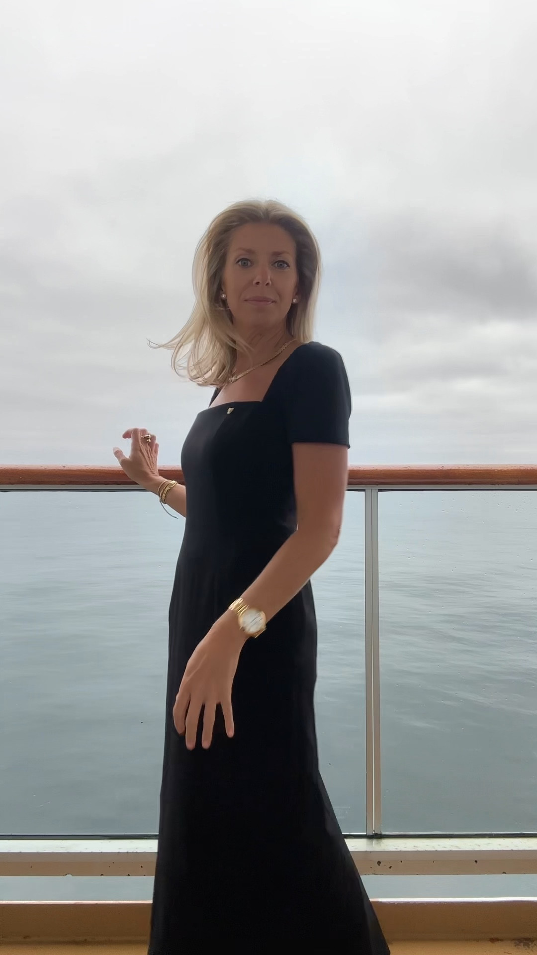 Work at sea! Day 2 Alaskan cruise. 

Black dress
Midi dress
Fine jewelry 
Gold jewelry
Gold necklace
Diamond tennis bracelet
Strappy heeled sandals 
Outfit 

#LTKStyleTip #LTKOver40 #LTKWorkwear