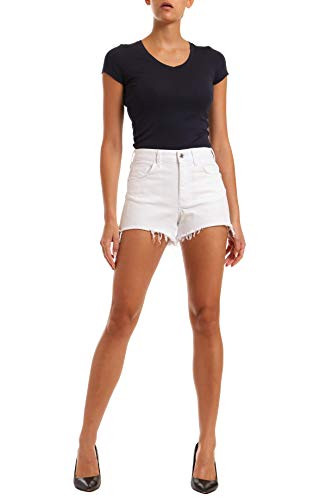 Mavi Rosie Women's High Rise Jean Shorts, Denim High Waisted Boyfriend Shorts for Women, White Ripped STR, 28 | Amazon (US)