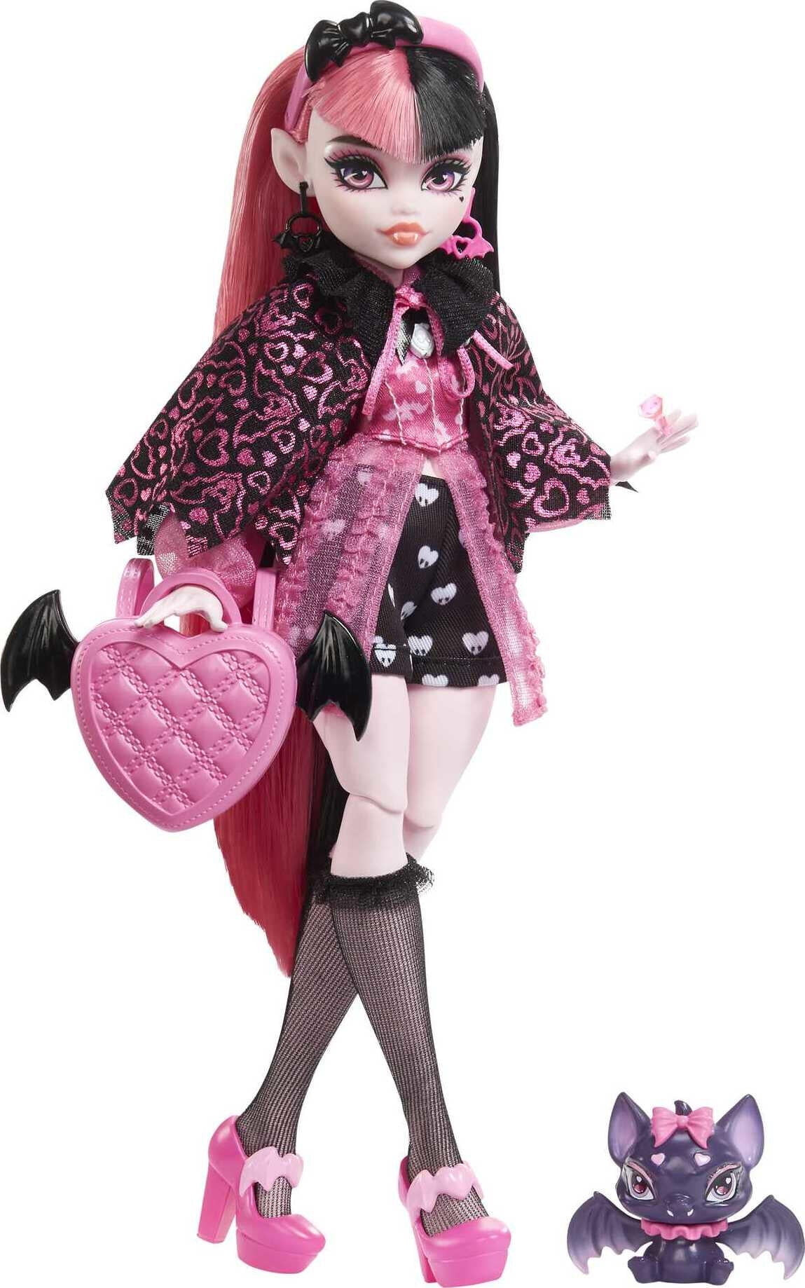 Monster High Draculaura Fashion Doll with Pink & Black Hair, Accessories & Pet Bat - Walmart.com | Walmart (US)