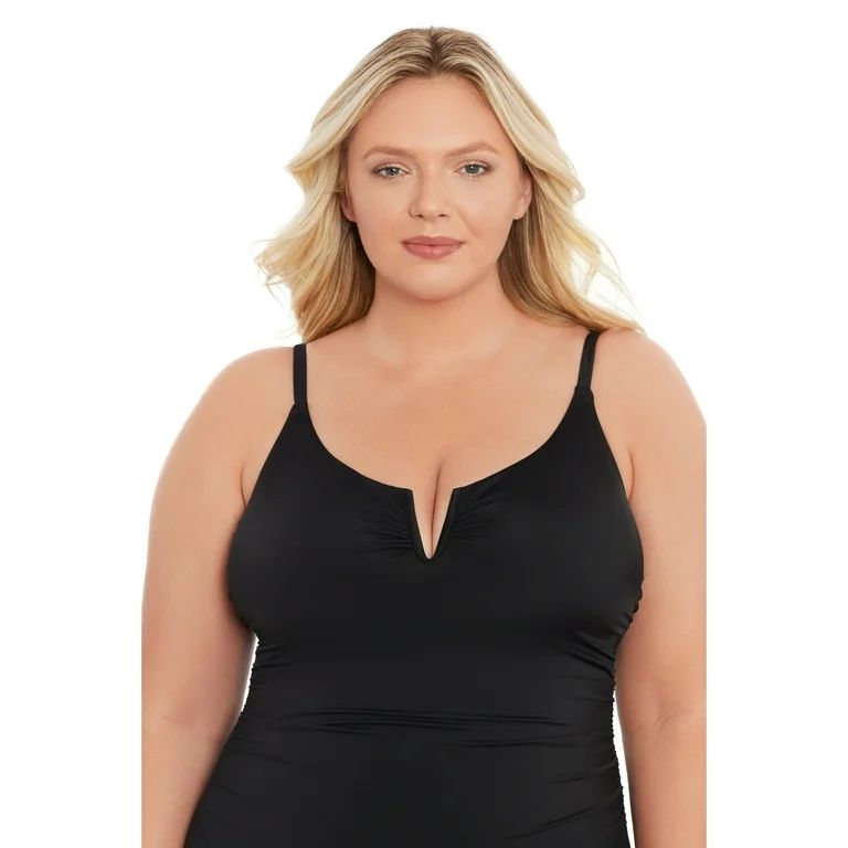 Time and Tru Women's and Plus V Wire One Piece Swimsuit, Sizes XS-3X | Walmart (US)