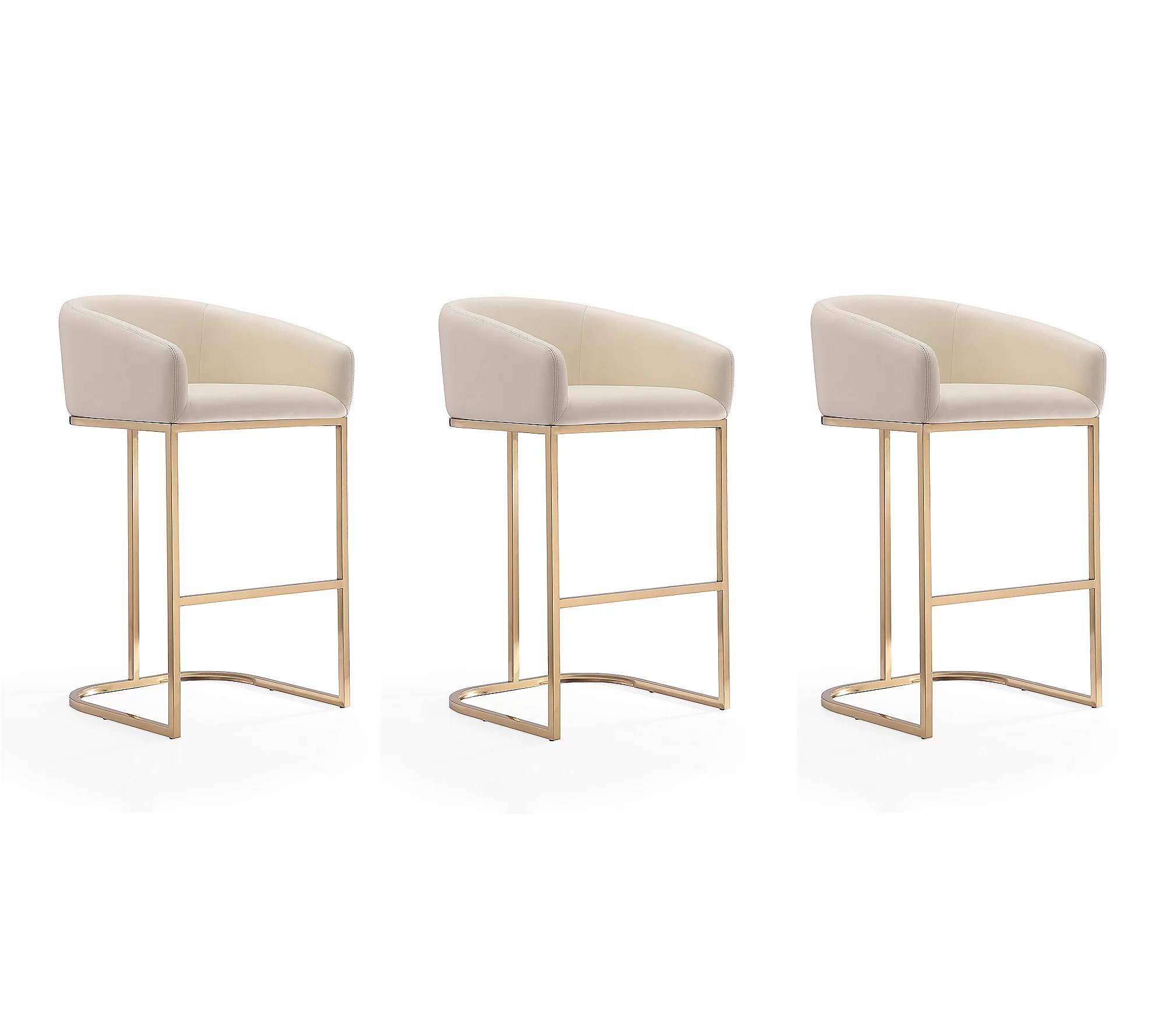 Manhattan Comfort Louvre Metal Upholstered Barstool - Set of 3 | QVC
