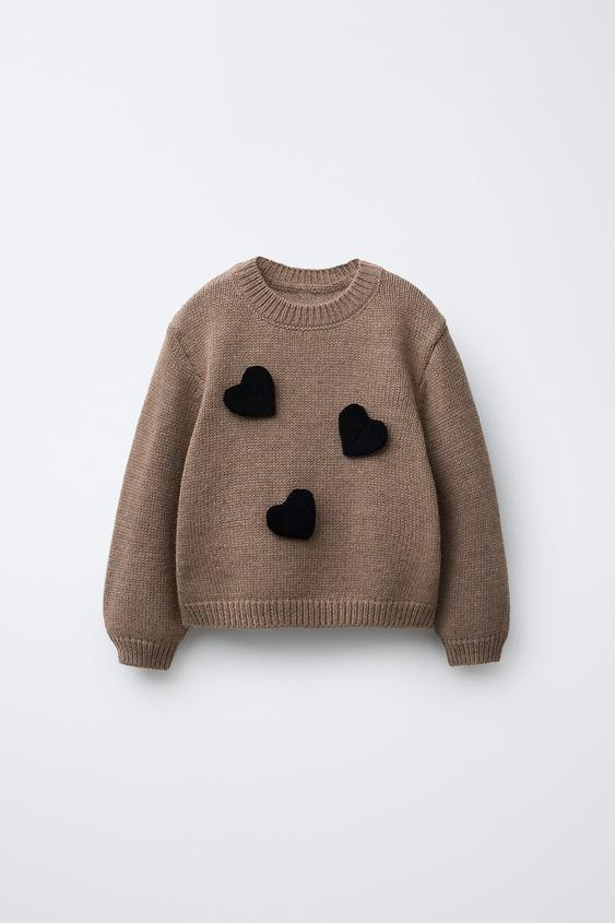 CONTRAST HEARTS KNIT JUMPER | Zara US