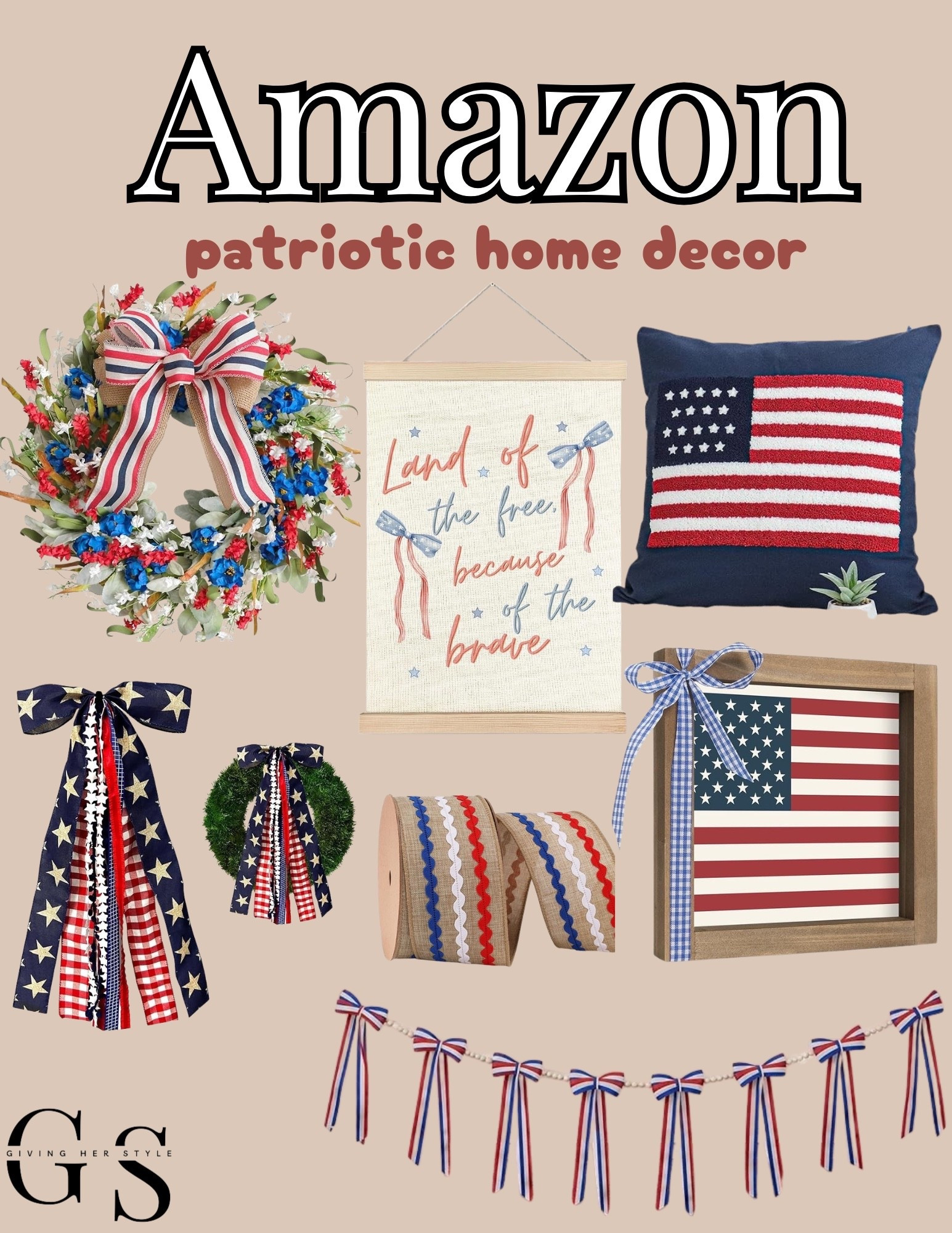 Patriotic home decor from Amazon! 
Memorial Day decor, 4th of July home decor, Memorial Day kitchen decor, porch decor, patio decor, red white and blue, wreath

#LTKHome #LTKSeasonal