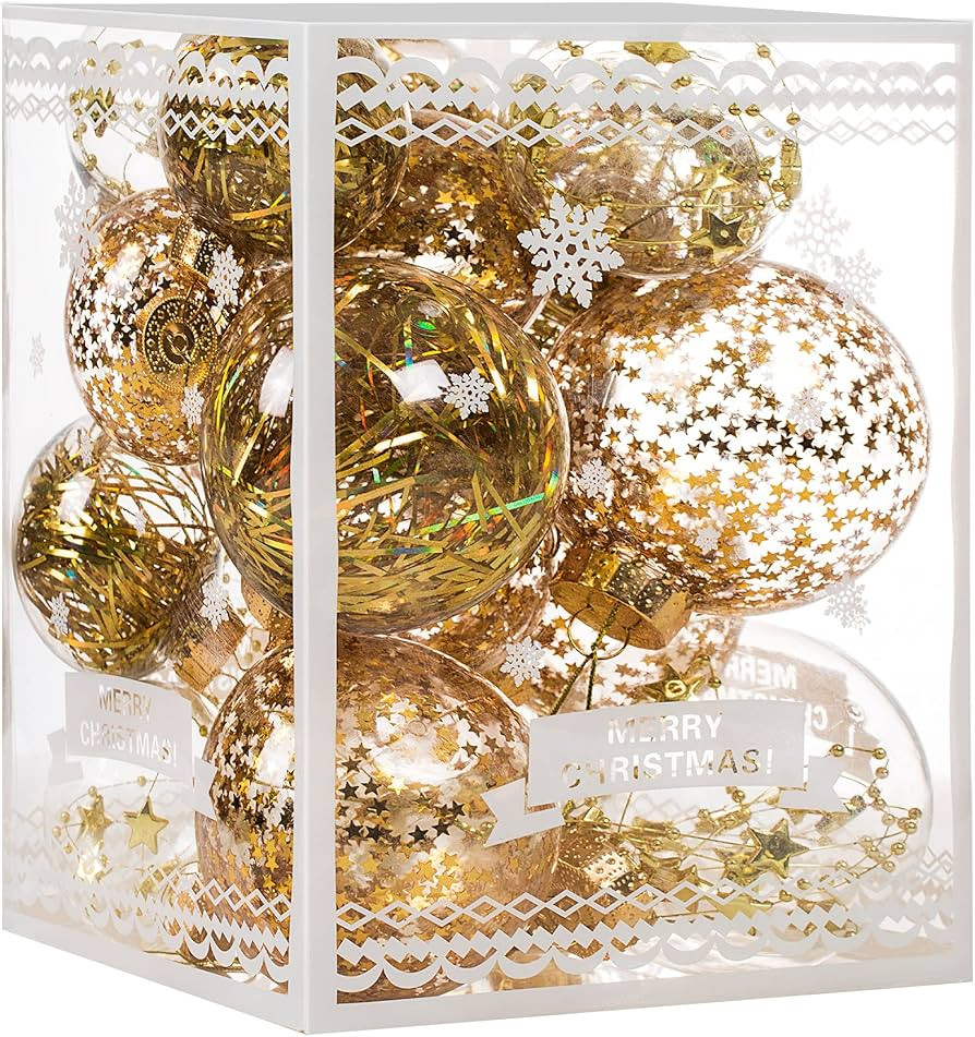 Christmas Ornaments Ball Set-Shatterproof Clear Plastic Decorative Baubles for Xmas Tree House Ho... | Amazon (US)