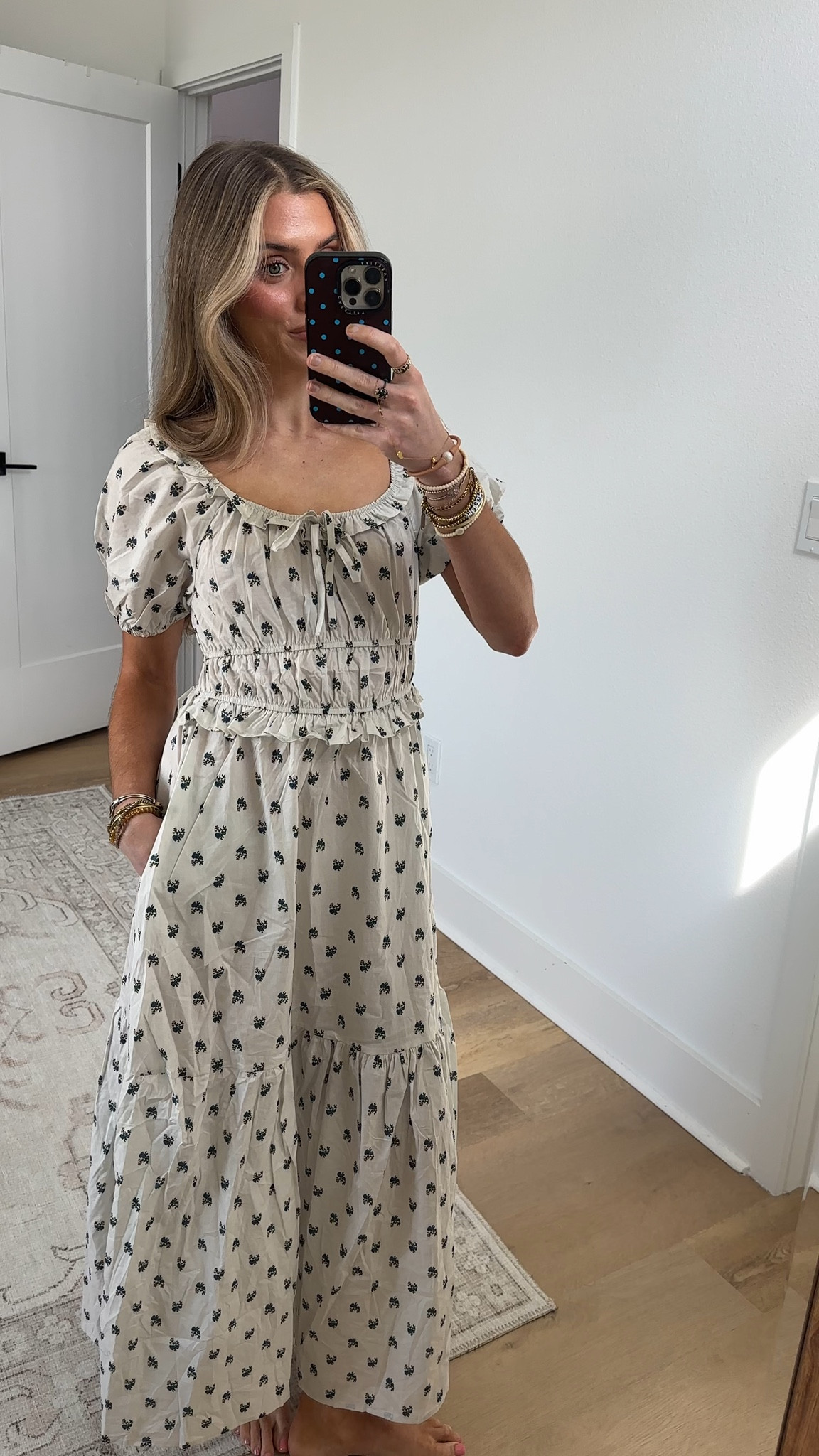 Called to surf Dress my code is SLOANEVOSEN and I’m wearing size xs. An enchanting and romantic floral midi dress.  Graceful and perfect for spring!
Scooped elastic neckline with narrow ruffle- front and back
Modest short puff sleeves
High waisted double elastic waist with ruffle
Wide bottom ruffle on beautiful modest midi
Lightweight woven floral print

#LTKSaleAlert #LTKWorkwear #LTKootd