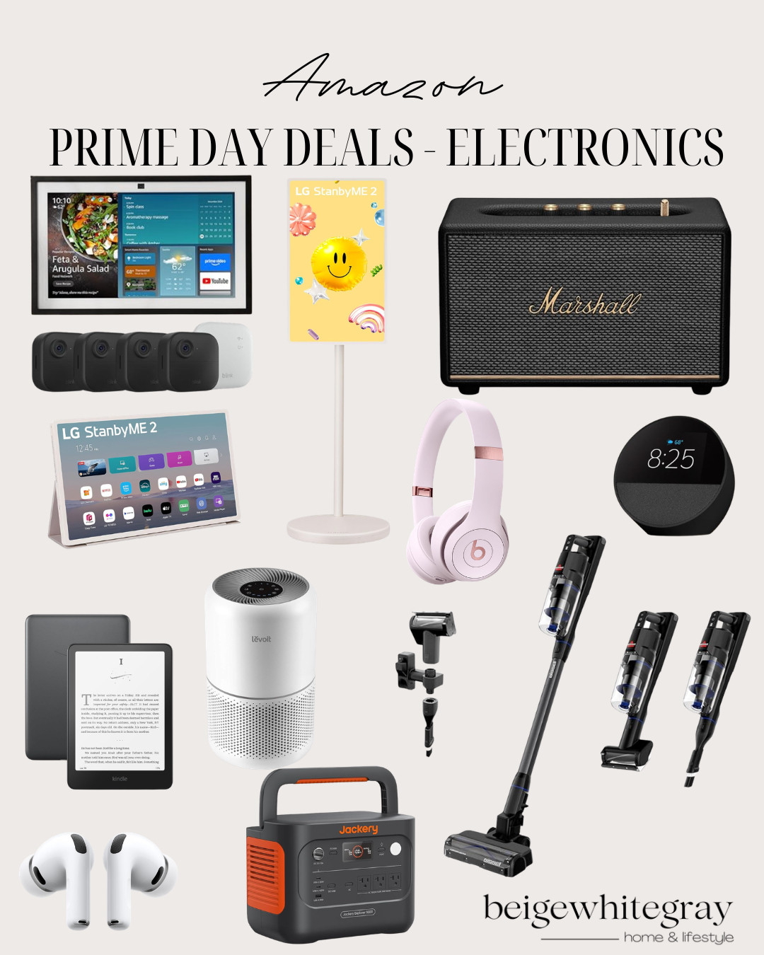 Amazon Prime Day electronics deals, Prime Day tech deals, Amazon tech deals, electronics on sale, Amazon device deals, Echo Spot deal, Kindle deal, AirPods deal, Beats headphones deal, LG StanbyME 2, Marshall speaker, Blink camera system, cordless vacuum deal, Levoit air purifier, Jackery power station, portable power station, smart home deals, security camera deals, Bluetooth speaker deals, headphone deals, Amazon gadgets, tech must haves, best Prime Day electronics, Prime Day gadget deals, Amazon electronics sale 

 #LTKSaleAlert