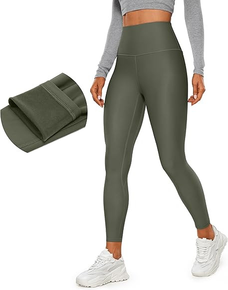 CRZ YOGA Womens Thermal Fleece Lined Leggings 25'' - Winter Warm Thick Soft High Waisted Workout ... | Amazon (US)