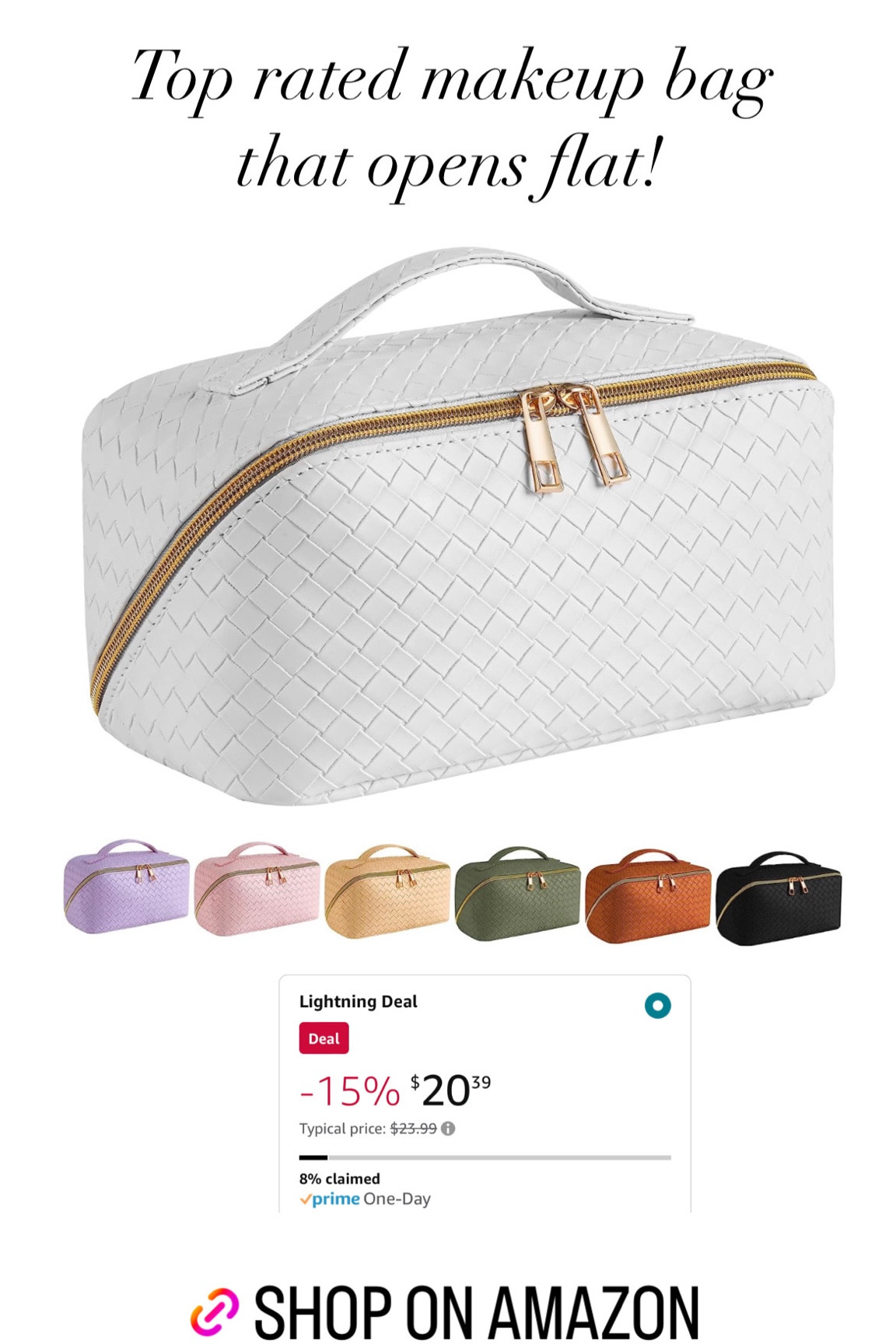 Amazon Prime pick: lay flat makeup bag 

Travel makeup bag, waterproof cosmetic bag 

#LTKsalealert #LTKtravel #LTKxPrimeDay