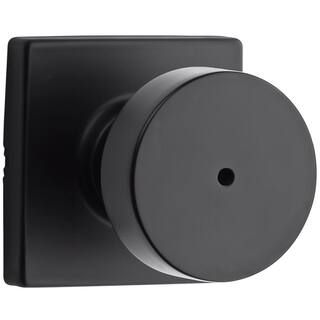 Kwikset Pismo Square Matte Black Bed/Bath Door Knob with Lock 730PSK SQT 514 - The Home Depot | The Home Depot