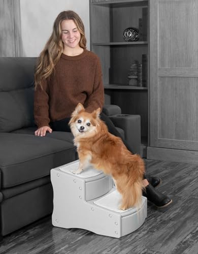 Pet Gear Easy Step II Pet Stairs, 2 Step for Cats/Dogs up to 75-pounds, Portable, Removable Washable Carpet Tread, No Tools Required, Fog | Amazon (US)