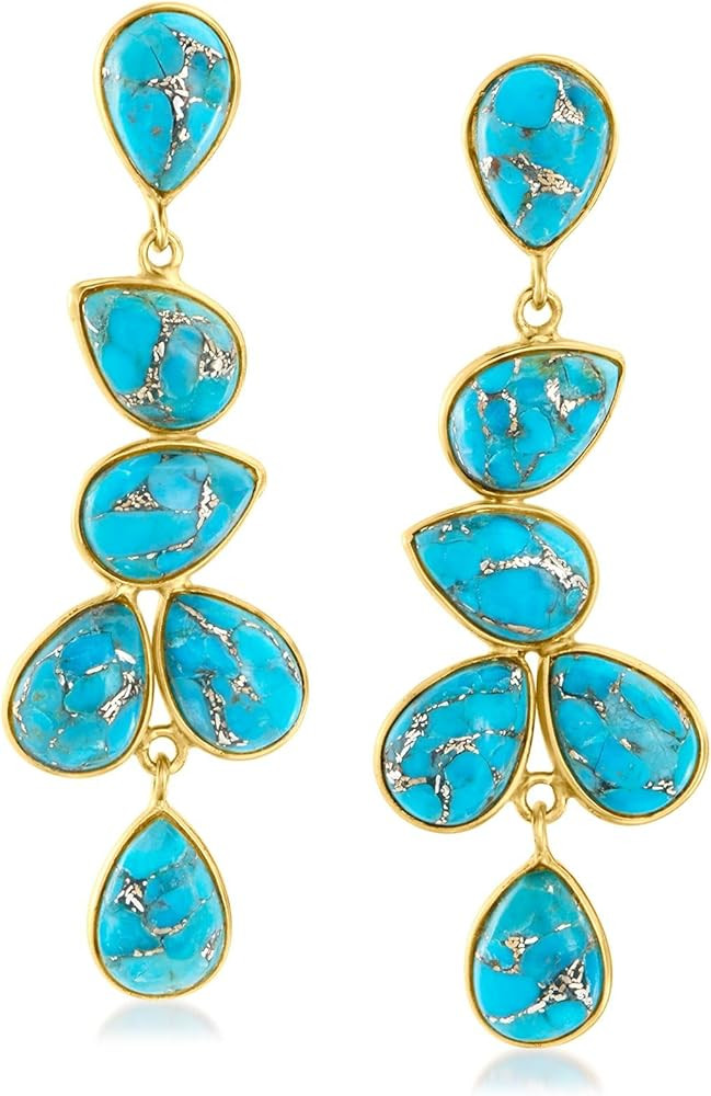 Ross-Simons Turquoise Drop Earrings in 18kt Gold Over Sterling | Amazon (US)
