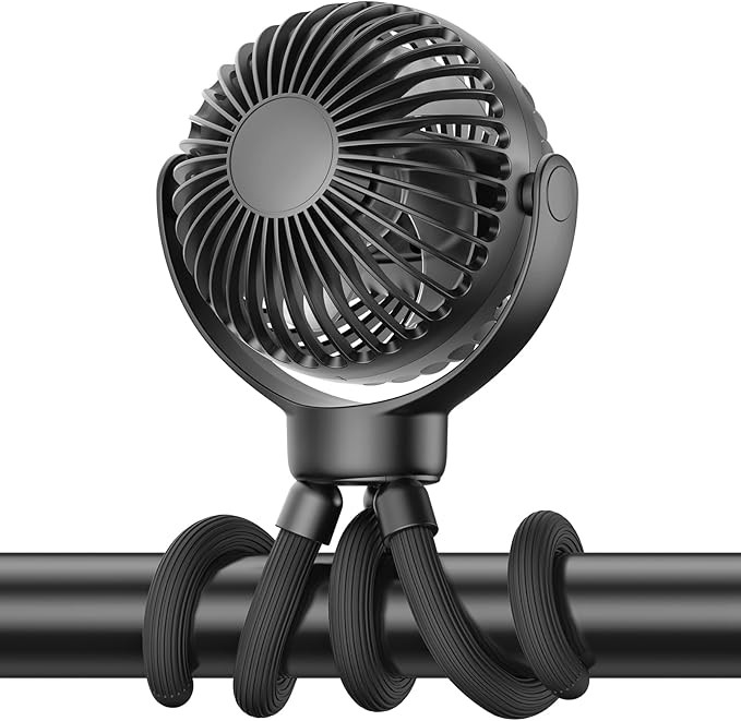 Portable Baby Stroller Fan - 3-Speed Flexible Tripod Personal Fan Clip on for Bed, Rechargeable B... | Amazon (US)