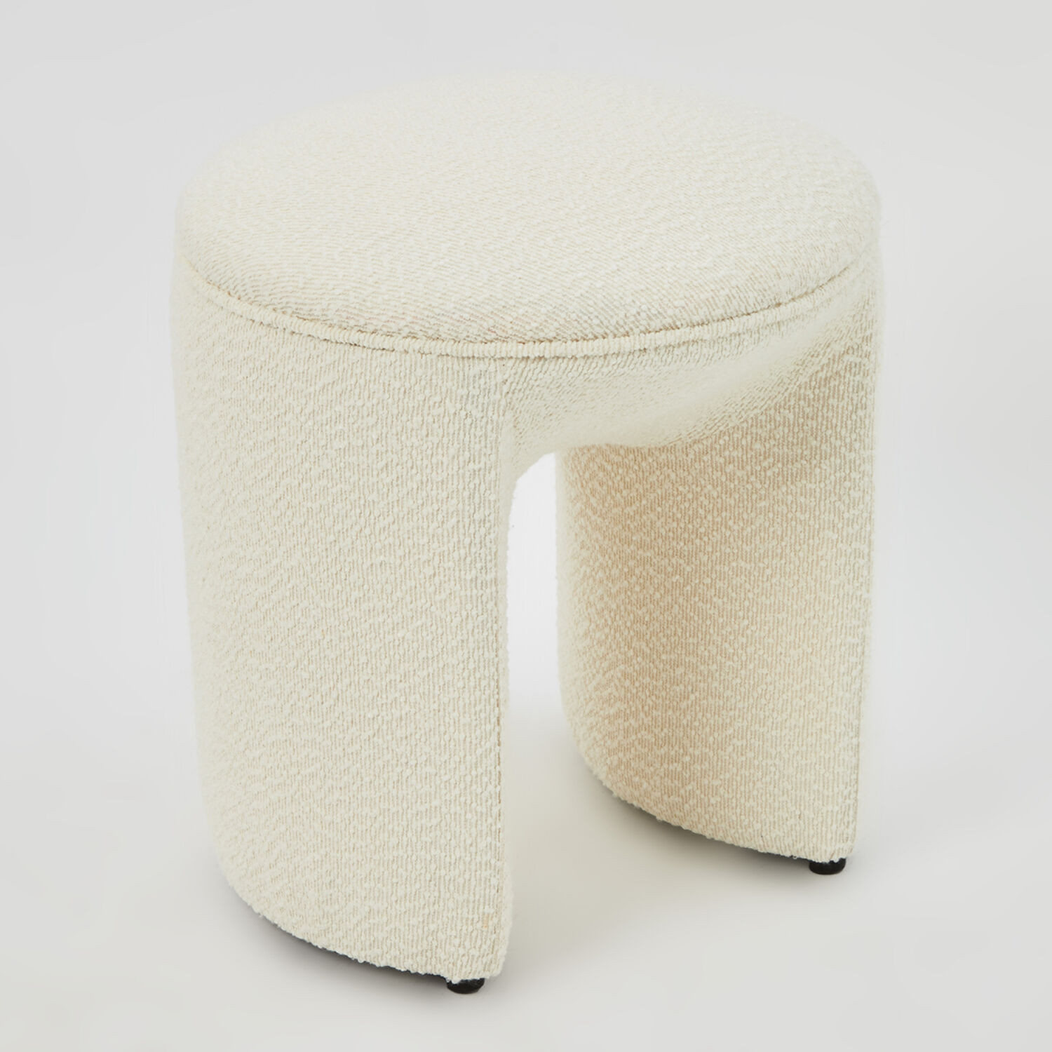 Cream Boucle Fleece Stool 47x40cm | TK Maxx
