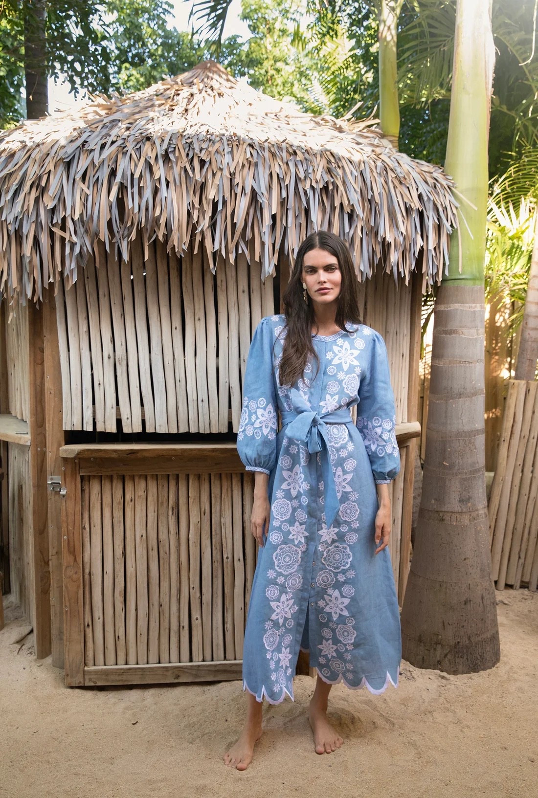 Gorgeous French blue Paloma dress by Asha! 100% linen, tie belt and scallop hemline. Lady like sophistication with whimsical embroidery and appliqué. 

#LTKStyleTip #LTKSeasonal #LTKTravel