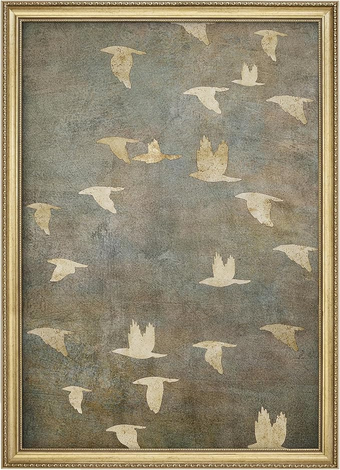 MUDECOR Premium Framed Wall Art Golden Birds in Flight Illustrations Impressionism Scenic Colorfu... | Amazon (US)