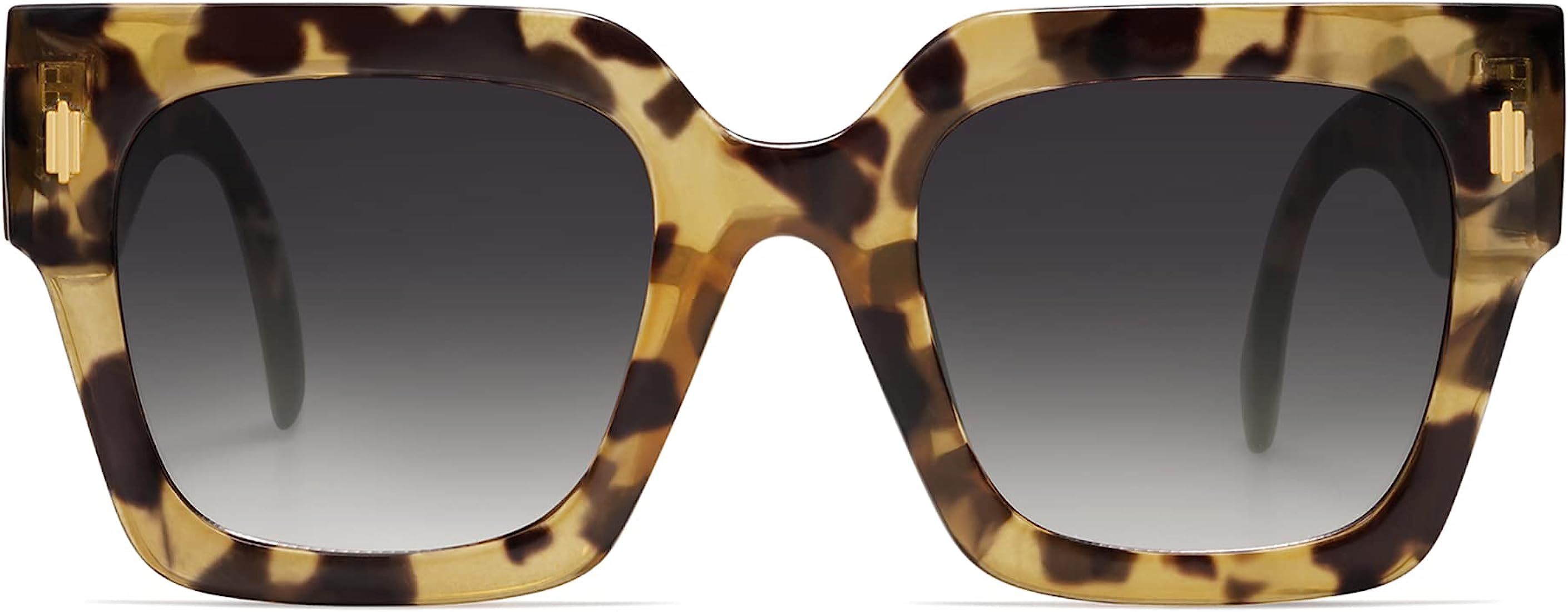 Vintage Oversized Square Sunglasses for Women,Retro Womens Luxury Big Sun Glasses UV400 Protection S | Amazon (US)