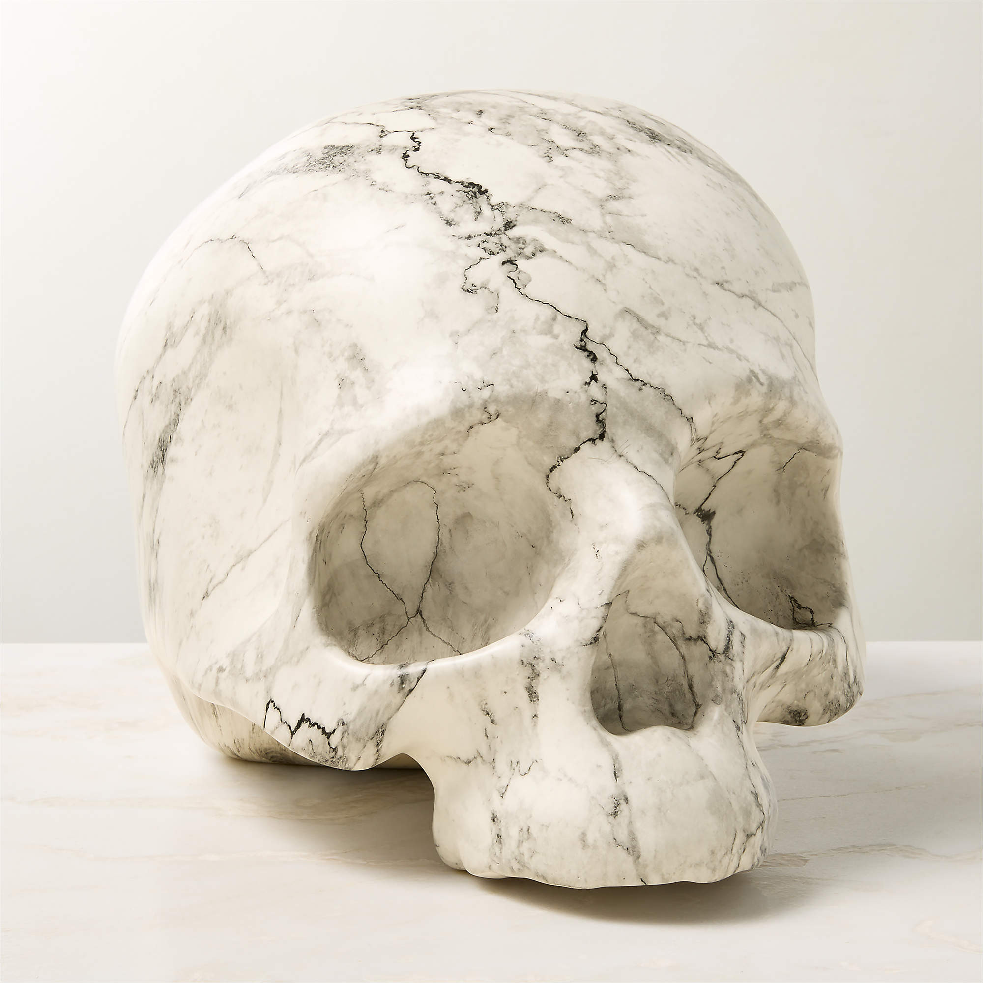 White Marbled Cement Indoor/Outdoor Decorative Skull + Reviews | CB2 | CB2