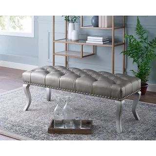 Decor Maxem Tufted Upholstered Seat with Nailhead Trim Bench - Faux Leather | Bed Bath & Beyond