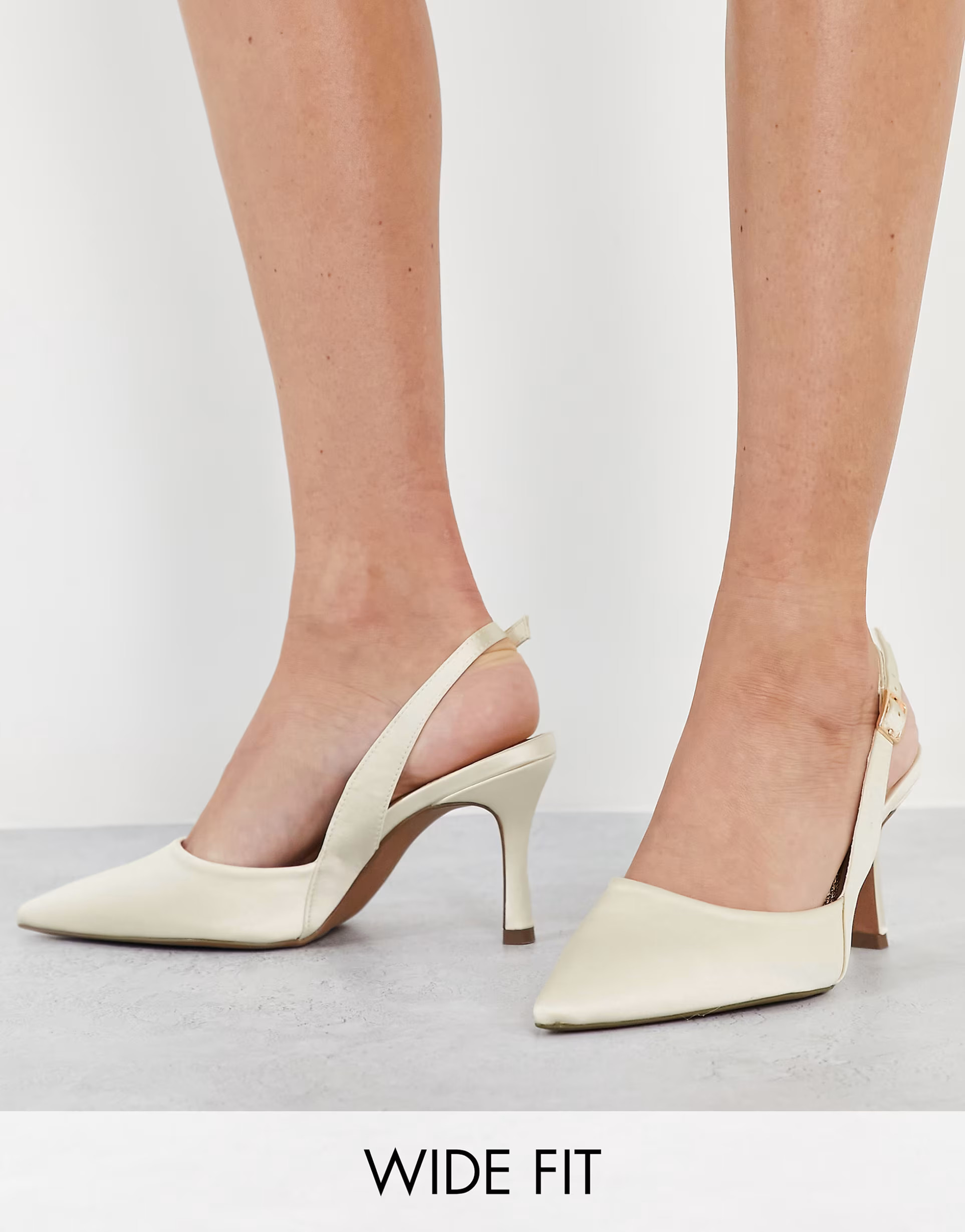 ASOS DESIGN Wide Fit Samber slingback stiletto heels in ivory | ASOS | ASOS (Global)