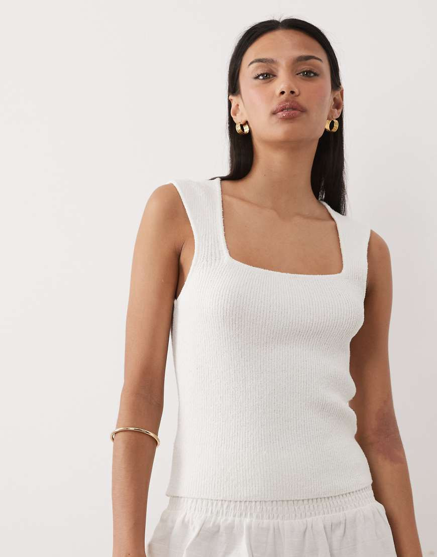ASOS DESIGN soft square textured cami in white | ASOS (Global)