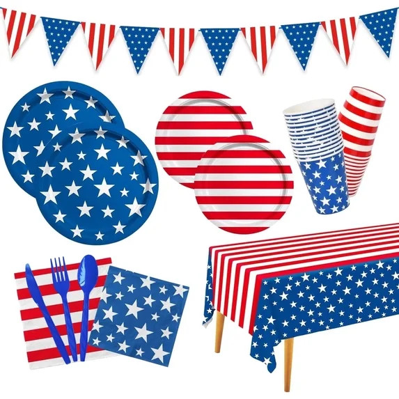 177PCS 4th of July Party Supplies, Fourth of July Tableware Set, Independence Day Party Decoratio... | Walmart (US)