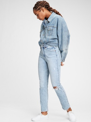 High Rise Destructed Cigarette Jeans | Gap (US)