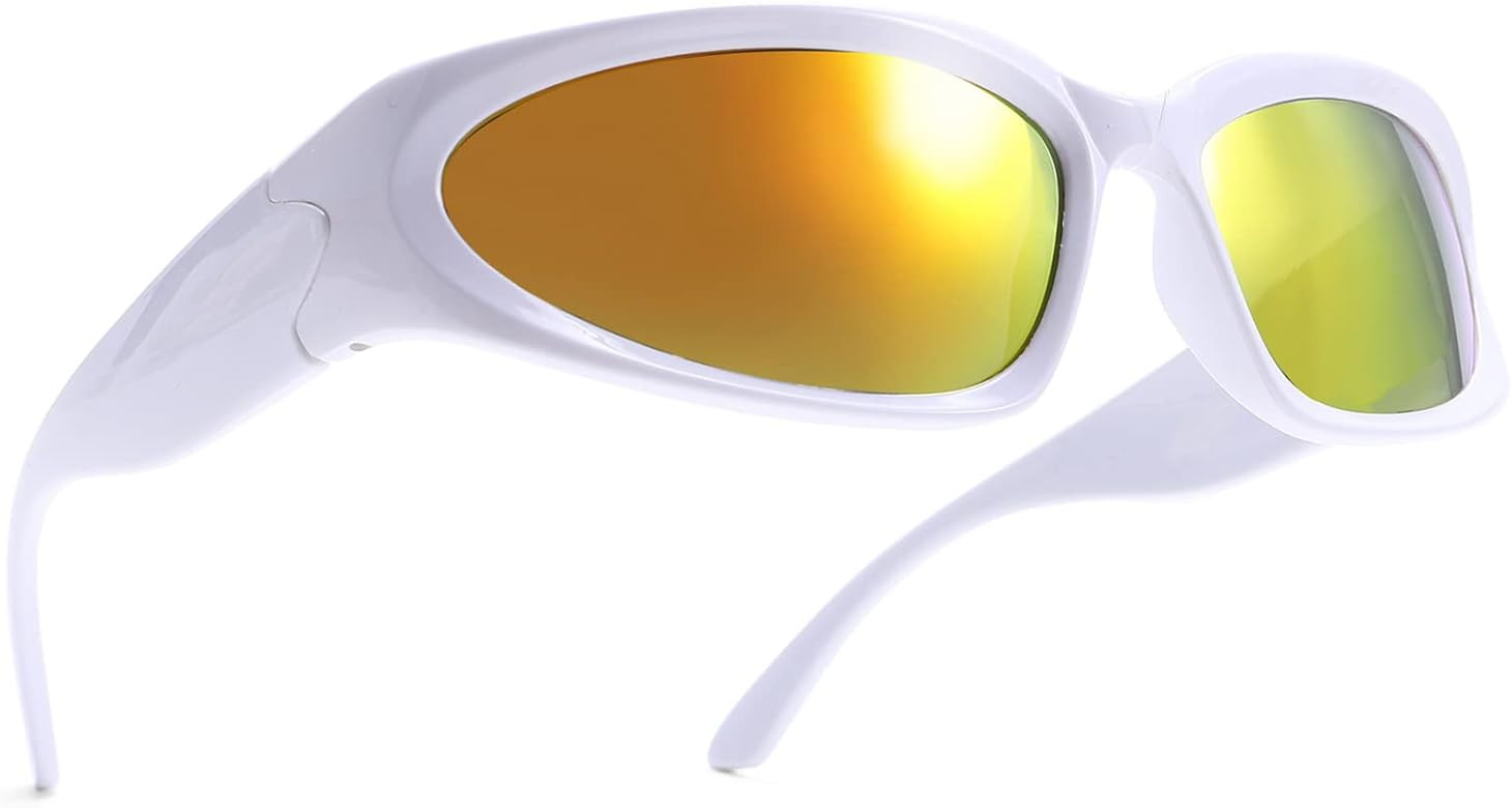 GUVIVI Wrap Around Fashion Sunglasses for Men Women Trendy Swift Oval Dark Futuristic Sunglasses ... | Amazon (US)