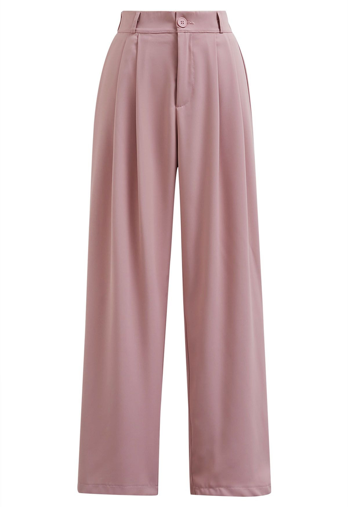 Simple Pleat Straight-Leg Pants in Pink | Chicwish