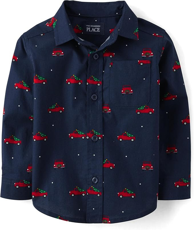 The Children's Place Baby Boys' and Toddler Poplin Long Sleeve Button Down Shirt | Amazon (US)