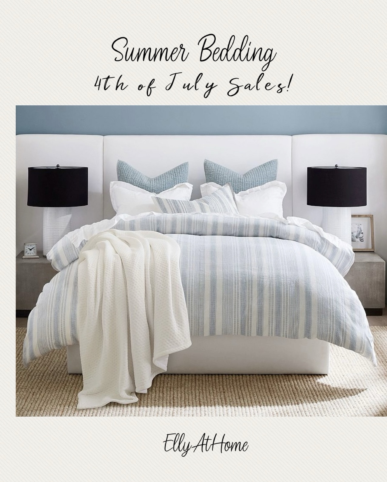 4th of July sales! Beautiful summer duvet on sale at Pottery Barn! Pretty blue stripe, coastal primary bedroom, guest bedroom, teen bedroom. Style it with throw pillows and blankets, bedroom furniture  

#LTKHome #LTKStyleTip #LTKSaleAlert
