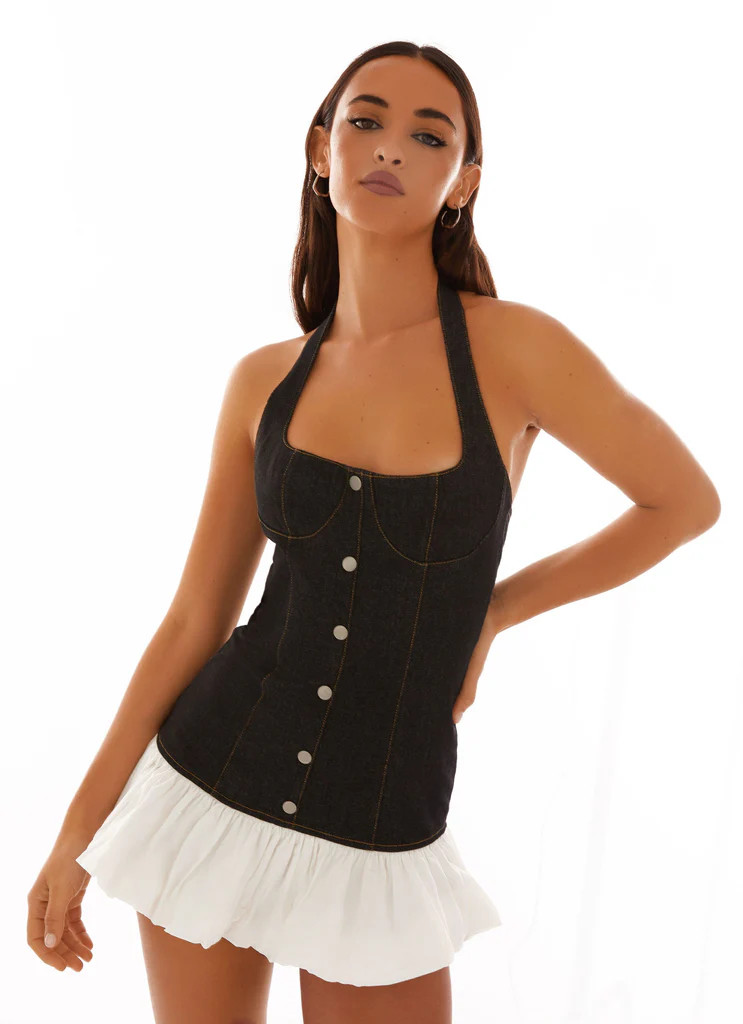 Georgina Denim Mini Dress - Black | Peppermayo (Global)