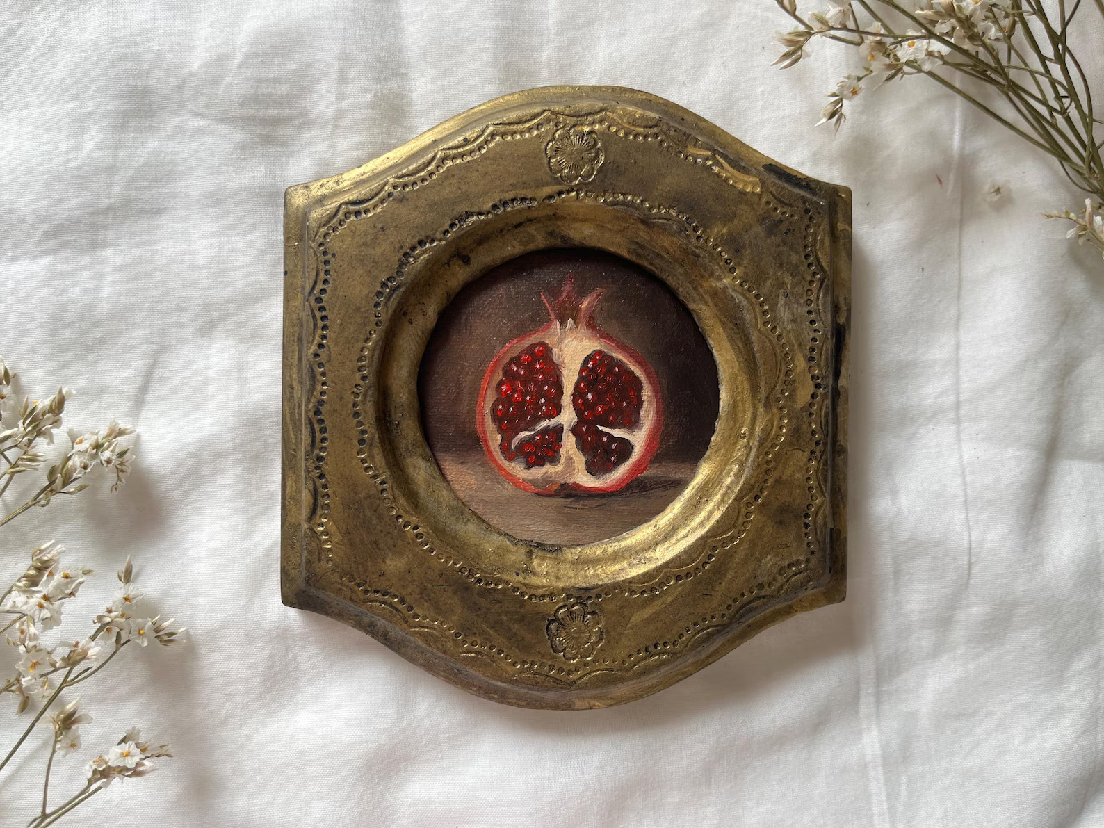 Framed Original Still Life with Pomegranate Oil Painting | It can be hung and displayed | Etsy (US)