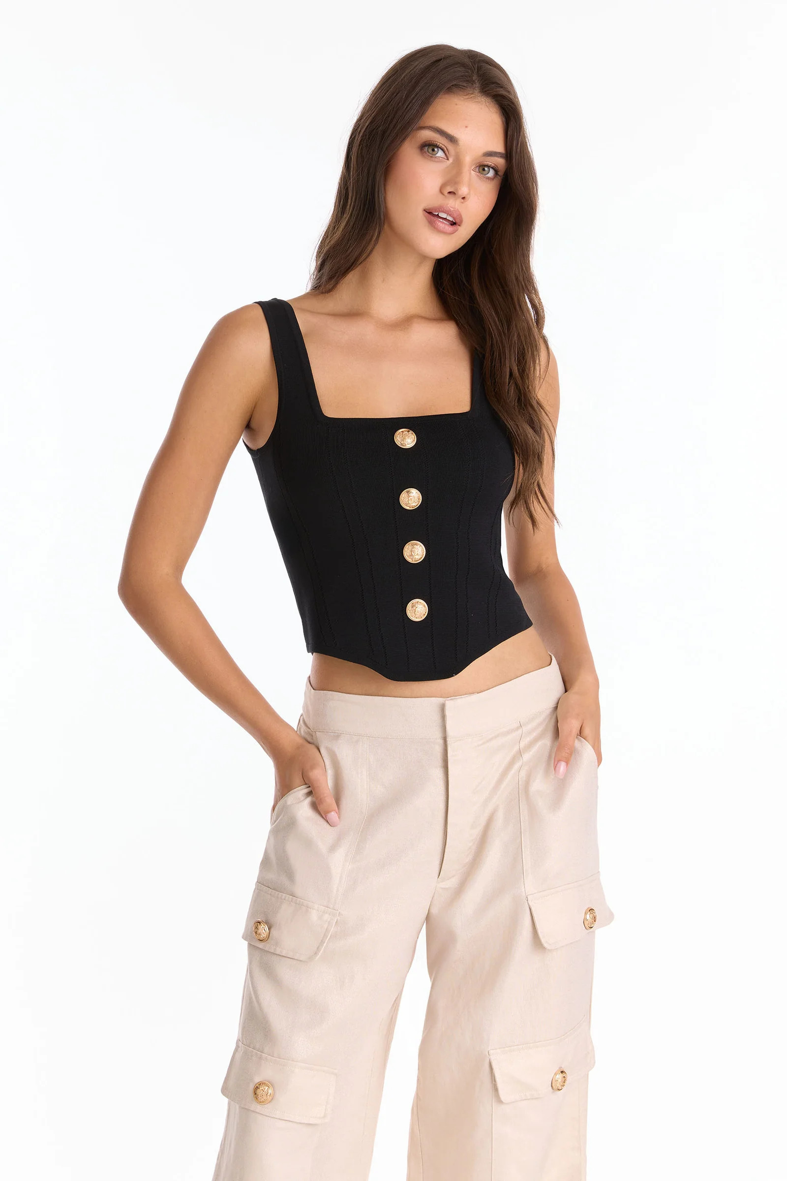 Venus Button Top - Black | The Noli Shop