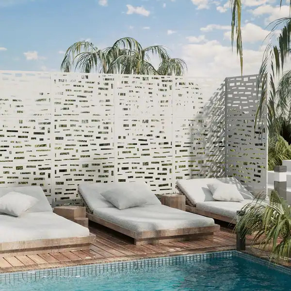 Outdoor Privacy Screen Metal Privacy Screen Panel Free Standing - 72*35 - White | Bed Bath & Beyond