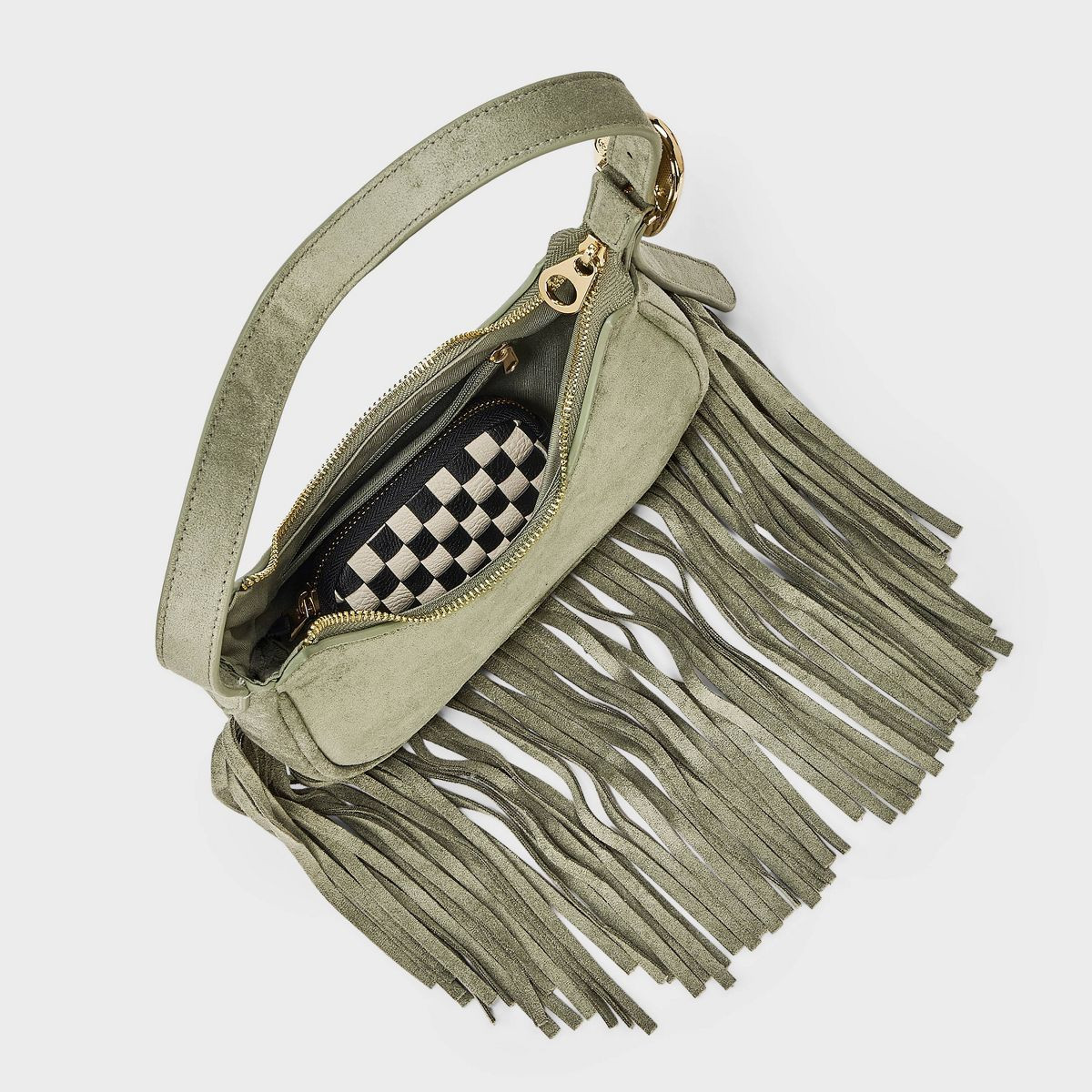 Western Faux Suede Fringe Shoulder Bag Purse - Universal Thread™ Green | Target