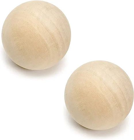 CYS EXCEL 5" Decorative (2 PCS) Round Unfinished Sphere | DIY Arts & Crafts Wooden Balls, Natural... | Amazon (US)