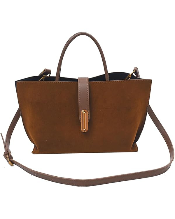 Women Faux Suede Tote Bag Fashion Shoulder Bag Large Capacity Trendy Carrying Bag Designer Tote H... | Amazon (US)